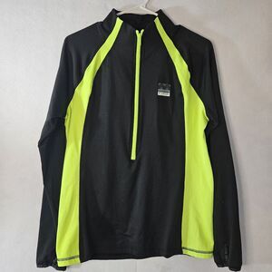 VICTORIA SECRET PINK Ultimate Sz L Neon Green & Black Athletic Half Zip Logo
